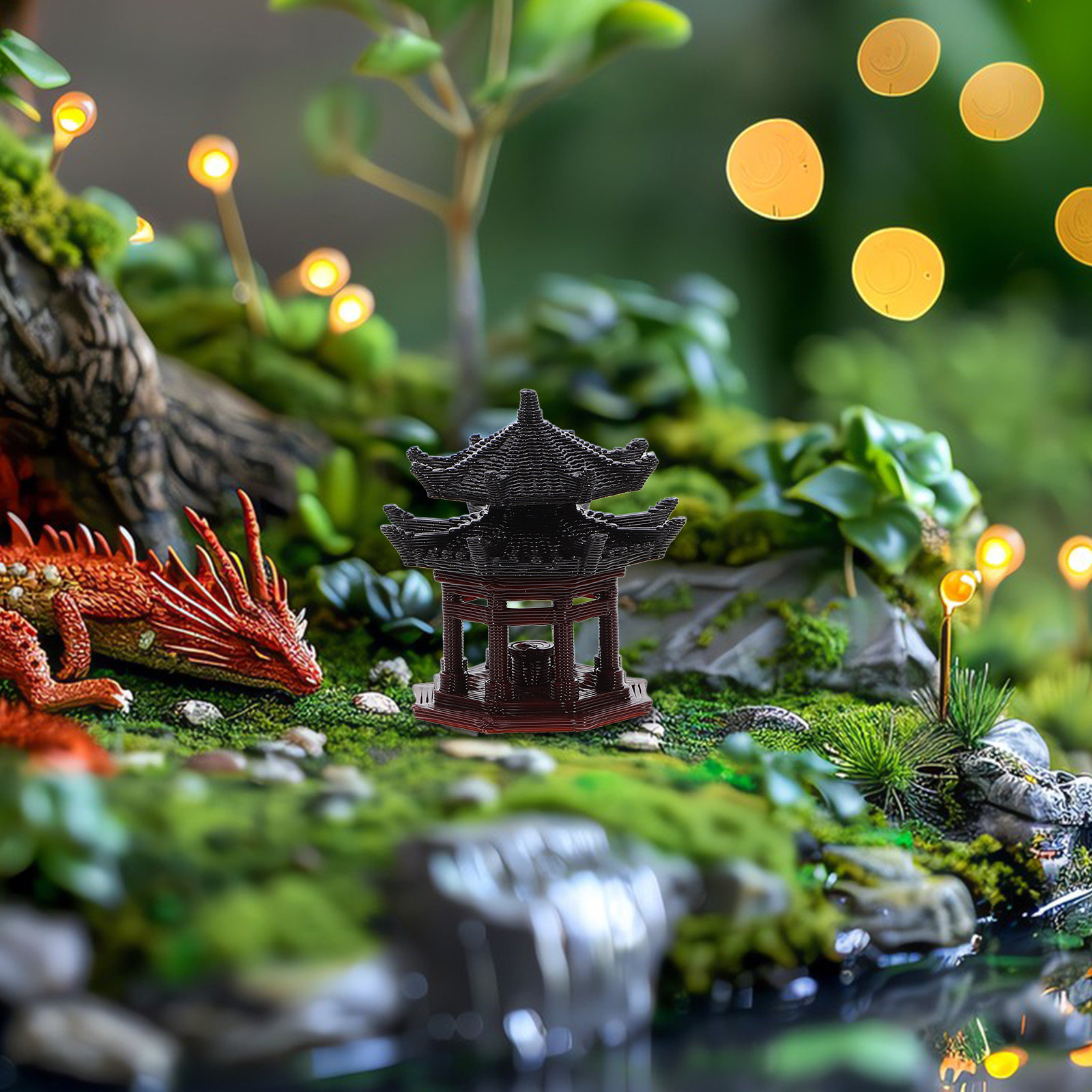 Ornamento de pavilhão de plást - Bonsai Garden Landscape Design avaliação e preço